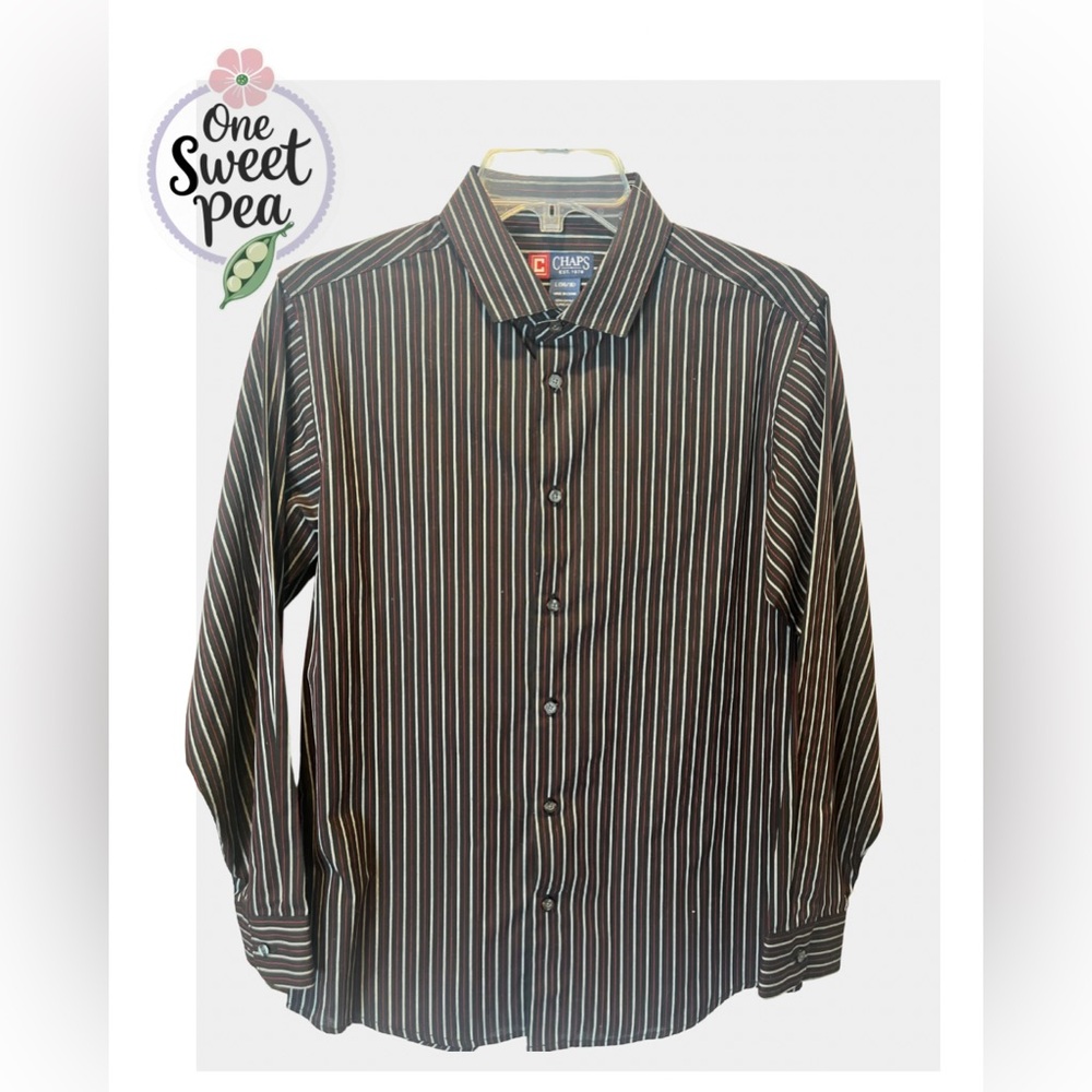 Chaps Men's Black Striped Button Down Shirt